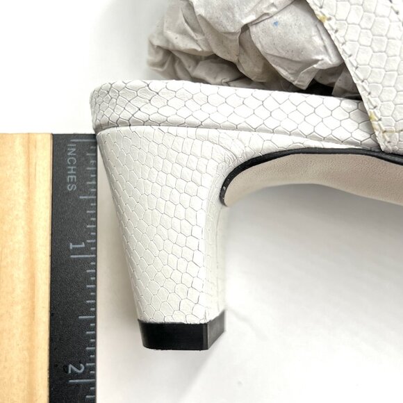 Walking‎ Cradles Size 7 Snakeskin Embossed White Leather Heels Sandals Shoes - Picture 13 of 14